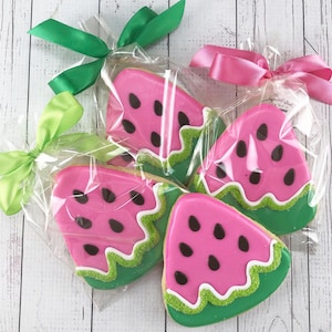 Watermelon Cookies (4&quot; size, bowed) - Next Ship Date is 9/2/25 or can delay  up to 8 weeks out - SHIPPING INCLUDED