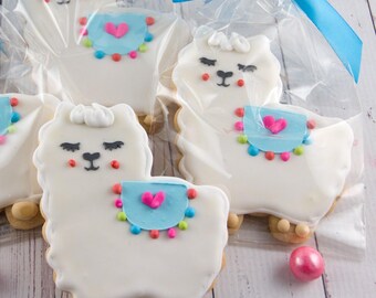 Llama Cookies (4" size, bowed) - Next Ship Date is 4/3 or for Pre-Ordering up to 12 weeks - SHIPPING INCLUDED