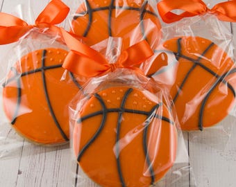 Basketball Cookies with Number/Initial (3.5" sized, bowed) - Next Ship Date is 4/3 or for Pre-Ordering up to 12 weeks - SHIPPING INCLUDED