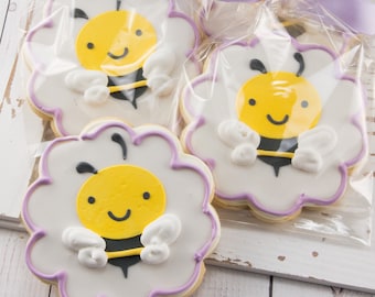Bumble Bee Cookies (4" size, bowed) - Ships 5/3/24 or will Delay up to 10 weeks per your Need by Date - FREE Shipping