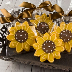 Sunflower Cookies 4 size, bowed Ships 4/23/24 or will Delay up to 10 weeks per your Need by Date FREE Shipping image 1