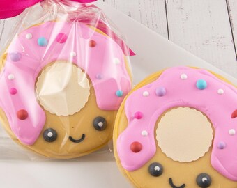 Donut Party Cookies (3.75" size, bowed) - Next Ship Date is 4/3 or for Pre-Ordering up to 12 weeks - SHIPPING INCLUDED
