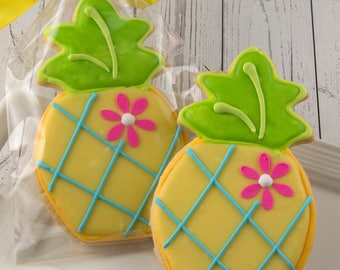 Pineapple Cookies (4" size, bowed) - Ships 5/17/24 or will Delay up to 10 weeks per your Need by Date - FREE Shipping