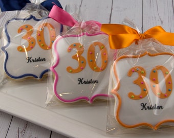 Birthday Cookies (3.75" size, bowed) - Ships 5/7/24 or will Delay up to 10 weeks per your Need by Date - FREE Shipping