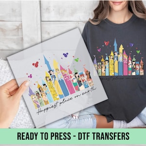 Happiest Place On Earth  DTF Transfer, Magical Castle Ready to Press,Disney Castle Floral  DTF Print, Disney World Heat Transfer