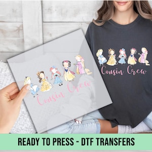 Cousin Crew DTF Transfer, Family Gift Ready to Press,Cousin Vacation DTF Print,Matching Cousins Direct to Film,Disney Princess Heat Transfer