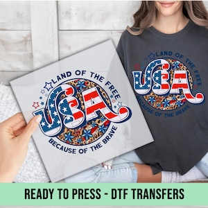Land of the Free America Because of the Brave DTF Transfer, Heartfelt Military Support Ready to Press, Love My Veteran DTF Print