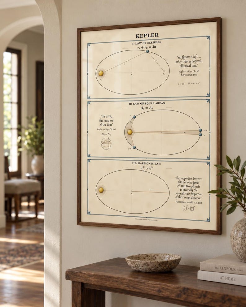 Kepler's Three Laws Poster - Antique-Style Astronomy Art Print image 2