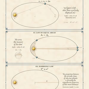 Kepler's Three Laws Poster - Antique-Style Astronomy Art Print image 1