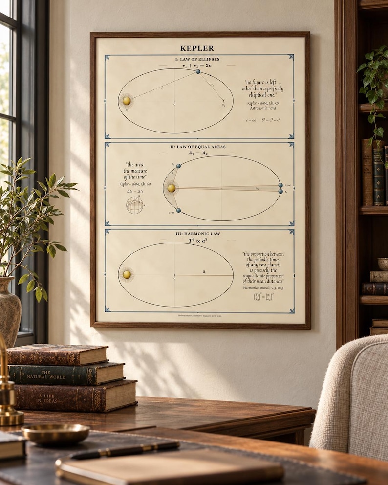 Kepler's Three Laws Poster - Antique-Style Astronomy Art Print image 3