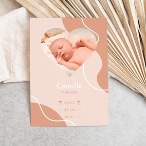Camille birth announcement - girl - Canva birth announcement template - A5 format - digital file