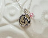 Swarovski Crystal Charm Necklace / Baby Feet Charm /Mother Necklace / Pastel Pink Baby Girl Baby Blue Baby Boy / Baby Shower Gift / For Her