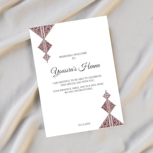 Henna Fessi Card | Moroccan Wedding Card | Fez Theme | Editable Red Henna Card | Digital Download | Traditional Henna Party Card