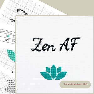 Zen-kruissteekpatroon (pdf) – Moderne mindful borduurkaart voor beginners – grappig bevestigingsontwerp – Ontspannend steekproject