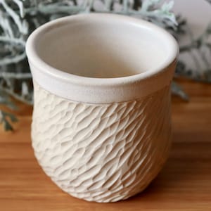 Handmade Stoneware Cup, Carved Textured, Studio Pottery, Modern Ceramics, Ceramic Cup, Housewarming Gift