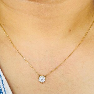 14KT Yellow Gold 1CT Round Lab Grown Diamond  Bezel Pendant
