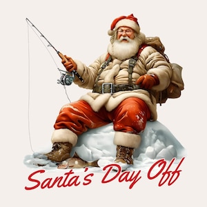 PNG di Babbo Natale / File di sublimazione di Babbo Natale che pesca / Design digitale natalizio per magliette / Arte natalizia stampabile / Download immediato