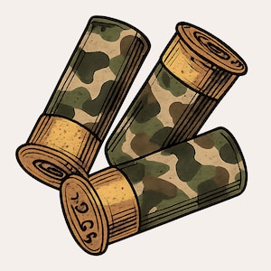 Camo Shells PNG, Shotgun Ammo Hunting Sublimation Design, Rustic Camouflage Shell Clipart for Country Outdoor Shirt Print File