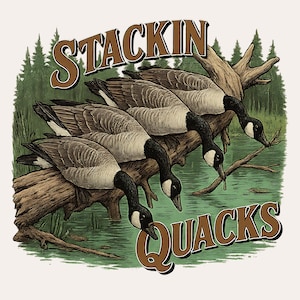 Diseño de sublimación de aves acuáticas forestales / Diseño de camiseta Stackin Honks / Archivo digital con fondo transparente