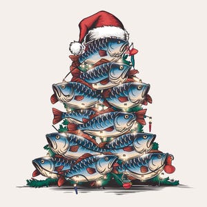 Joyeux Fishmas PNG | Conception de Noël drôle de pêche à l'achigan | Bonnet de Père Noël Basse PNG | Fichier de sublimation de pêche | Chemise pour achigan à grande bouche PNG