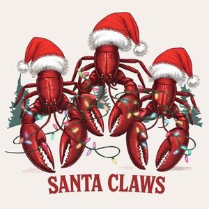 Santa Krallen Langusten PNG | Cajun Weihnachtssublimation | Hummer Design | Weihnachten im Süden Digitaler Download | 300 DPI