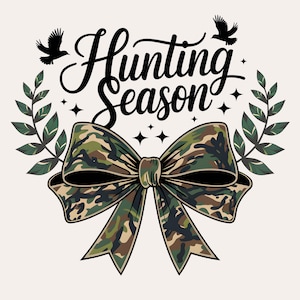 Temporada de caça PNG | Design de arco camuflado Coquette | Gráfico de sublimação de caça | Camisa de arco camuflado retrô PNG | Impressão Camo Dude