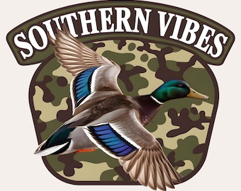 Southern Vibes PNG | Camo Hunting Sublimation Design | Camo Duck Hunting PNG | Duck Hunt PNG Graphic | Camo Duck Hunt Pattern