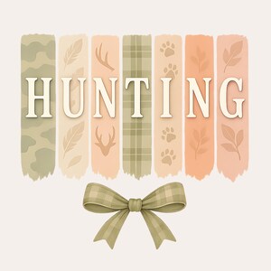 Neutrale Jagd PNG | Boho Camo Jagd Sublimation | Rustikaler Outdoor-Stil mit Schleife | Herbst Jäger Printable für Tees