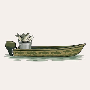 Waterfowl Boat PNG | Duck Hunting T-Shirt Design | Hand Drawn Fishing Boat Graphic for Sublimation | Digital Download 300DPI