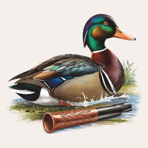 Duck Decoy & Call PNG | Duck Hunting Clipart | Duck Call Sublimation Design | Duck Hunting Shirt Design | Transparent Background