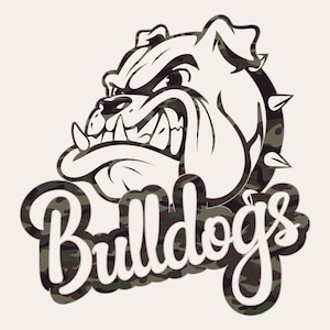 Go Bulldogs PNG | Camo Bulldog Mascot Design | School Spirit Sublimation for Tees, Hoodies, Mugs | Camouflage Bulldog Logo