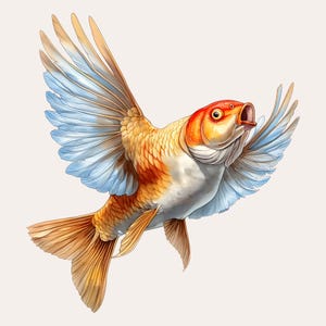 Poisson volant PNG | Conception drôle de Noël de pêche | Poisson avec des ailes Art en sublimation | Fichier d'impression de pêche des fêtes | Cadeau unique pour chasseur à la ligne