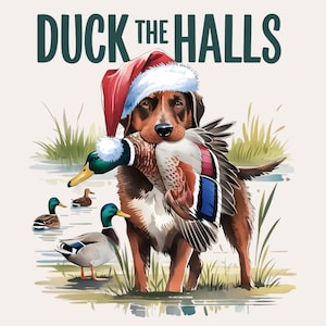 Cão de Caça de Natal PNG | Download Instantâneo | Caça ao Pato de Férias PNG | Design de Sublimação de Pato | PNG Digital de Natal | Pato de Caça