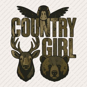 Country Girl Camo Text PNG | Duck Hunting Shirt Design | Old School Camo Sublimation for Girls | Digital Download for Apparel & Accessories