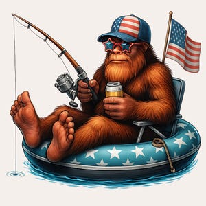 Faire du bateau et du flotter PNG | Conception de la vie du lac Bigfoot | Téléchargement numérique pour sublimation et DTF/DTG | Vêtements d'extérieur amusants - Art pour verres