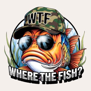 ¿Dónde está el pez? PNG / Sublimación de pesca humorística PNG / Diseño de pesca de lubina / Descarga de PNG de pesca / Archivo digital de pescador