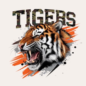 Tigers Football PNG | Tigers T-shirt Sublimation | Tigers School Spirit Shirt | Tiger Mascot Logo | Instant Download | Digital File