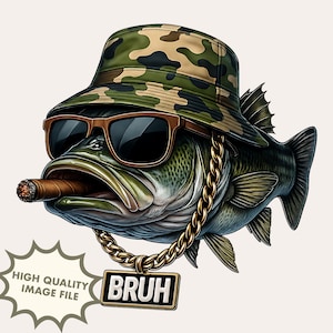 Pesca de lubina PNG / Diseño divertido de pesca / Descarga digital para sublimación y DTF/DTG / Arte humorístico de pescador para camisetas y vasos - Más