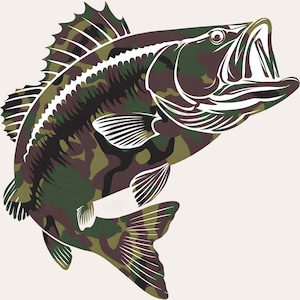 Old School Camo Bass, PNG | Bass Fishing-sublimatie, png-bestand | Camo vis clipart | Sublimatie vissen | Camouflagesublimatie, png