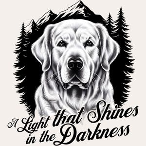 Hund mit Berge PNG | Licht in der Dunkelheit Kunst | Malerischer Hund Clipart | Natur Sublimationsdesign | Wald Landschaft Illustration