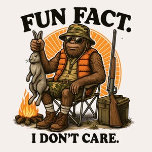 Curiosidade: Pé Grande PNG | Caçador de Sasquatch segurando um coelho, sublimação, arquivo de impressão de imagem de 300 dpi para homens, camiseta engraçada de acampamento ao ar livre, caipira