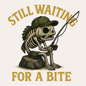 Esqueleto pescando PNG / Tierra esperando un mordisco PNG / Sublimación de divertido esqueleto pescador / Clipart de calavera pescando / Archivo de descarga digital