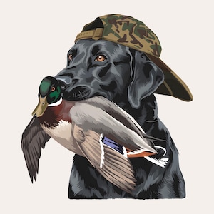 Labrador Duck Hunting Dog PNG | Digital Download | Duck Hunter Sublimation PNG | Hunting Dog Sublimation Design | Mallard Duck PNG