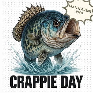 Crappie Jumping PNG | Crappie Fishing Sublimation Design | Transparent Background Digital File for Shirts & Tumblers | Panfish Lover Art