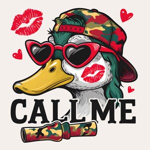 Valentinstag Entenjagd PNG | Jungen Valentine Sublimation | Kinder Jäger Valentine Design | Ruf mich an PNG Grafik