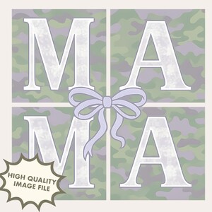 Camo Mama PNG | Girly Camo Mom Sublimation Design | Pastel Camouflage Bow Mama Letters | Hunting Mama Shirt PNG