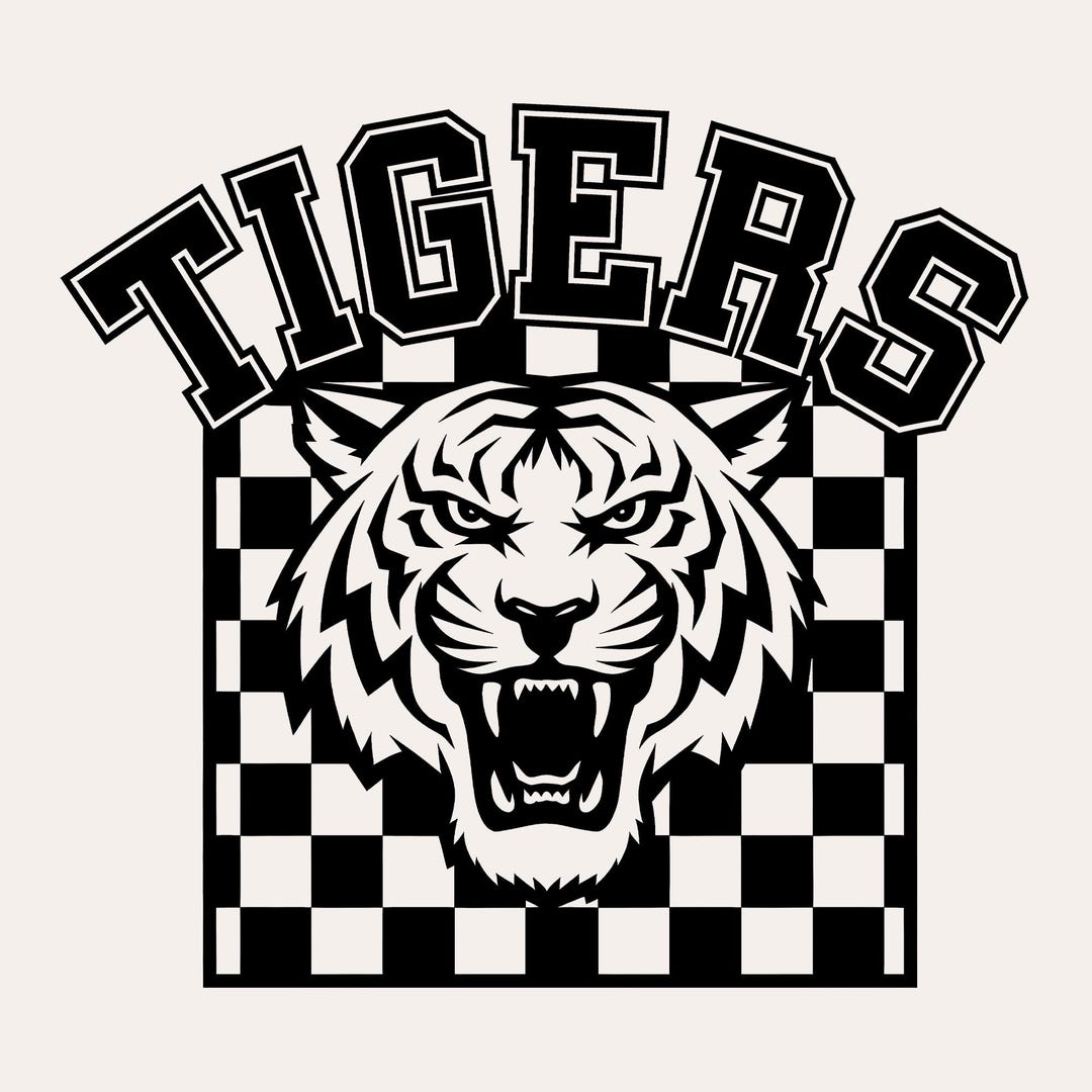 Checkered Tigers SVG | Retro Tiger PNG | Tiger Mascot Design | Tigers ...
