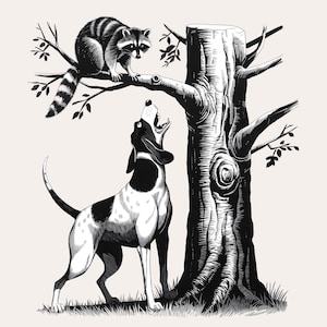 Cazador de mapaches SVG / Caza digital de mapaches / Caza Bluetick PNG / Sublimación de mapaches PNG / Descarga de SVG de caza / Perro Bluetick SVG