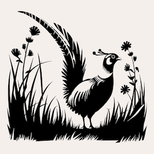 Fasan im Feld SVG | Jagd Illustration Design | Spiel Vogel SVG | Outdoor Jäger Dekor | Cricut-Datei | Sofort Download