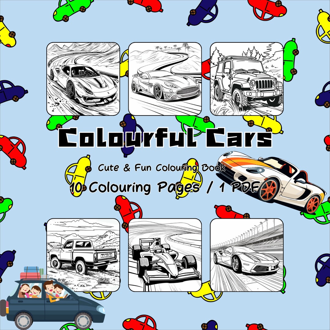 Colouring in Pages Kids Coloring Pages Cars Colouring Book for Kids - Etsy